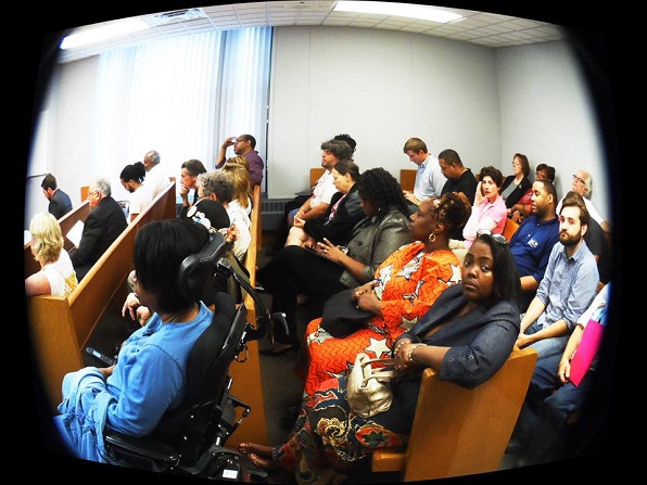 Packed courtroom at S. Baxter Jones eviction hearing on Aug. 8, 2013, in Jackson, MI. (photo: Eric William Shelley)