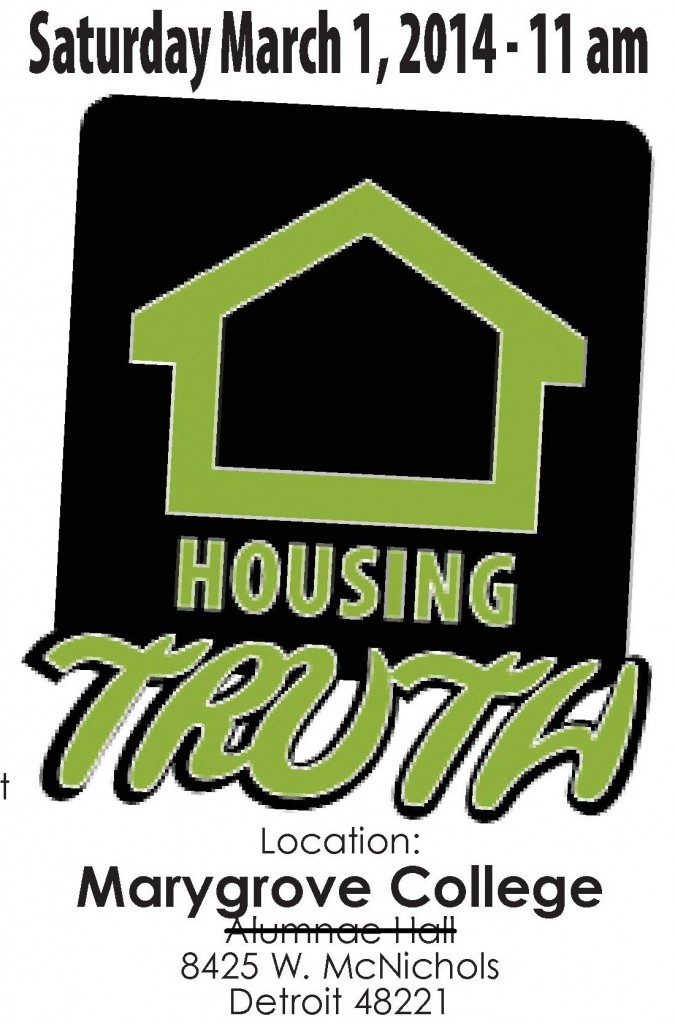 Housing truth Forum-Saturday, March 1st from 11 am until 2:30 pm